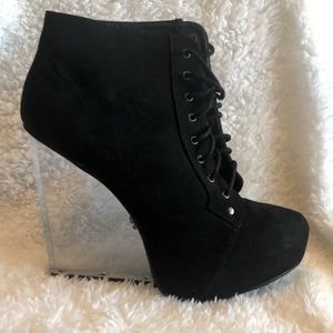 Black Clear Wedge Heels